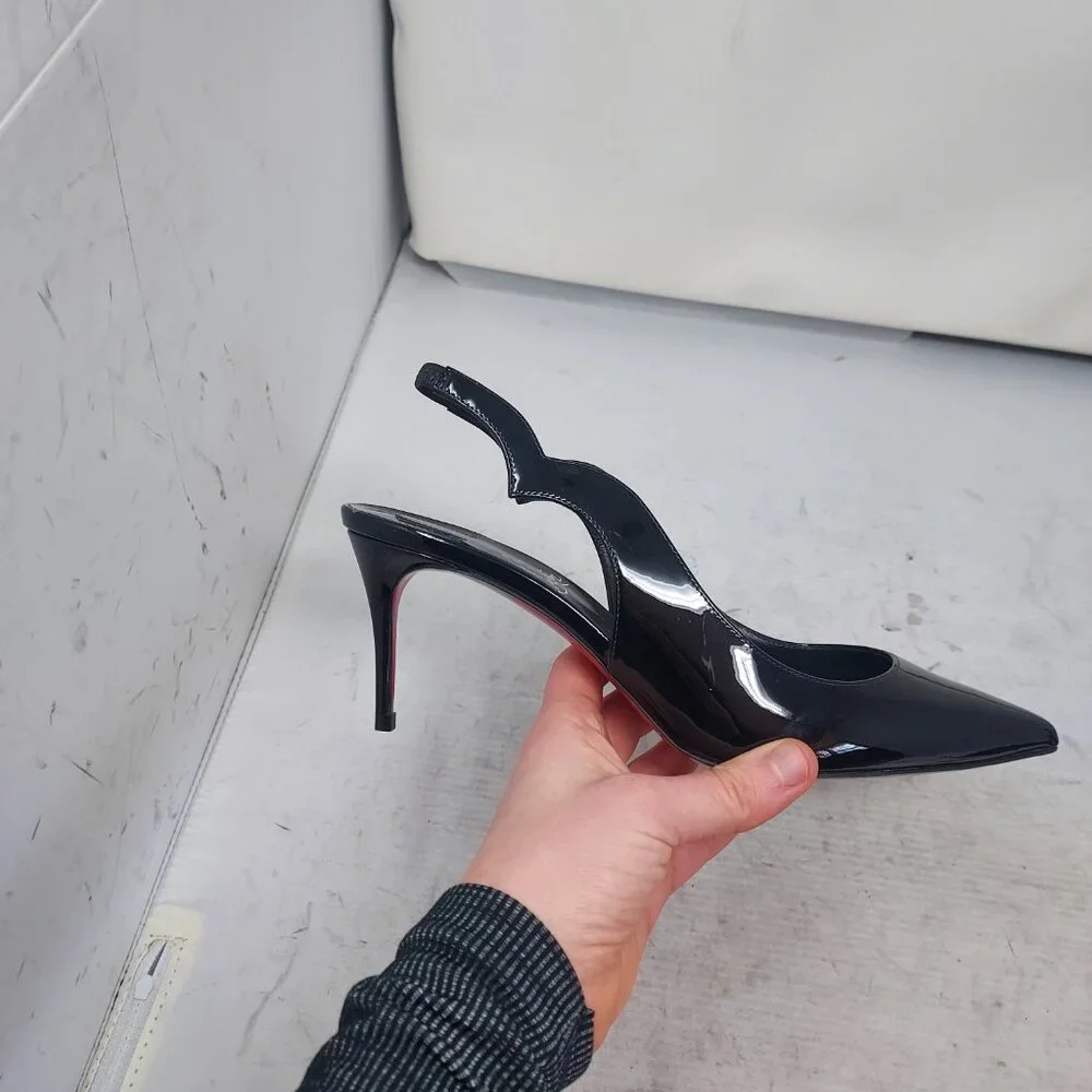 Christian Louboutin Black Patent Hot Chick Slingback Pump - Picture 3 of 12
